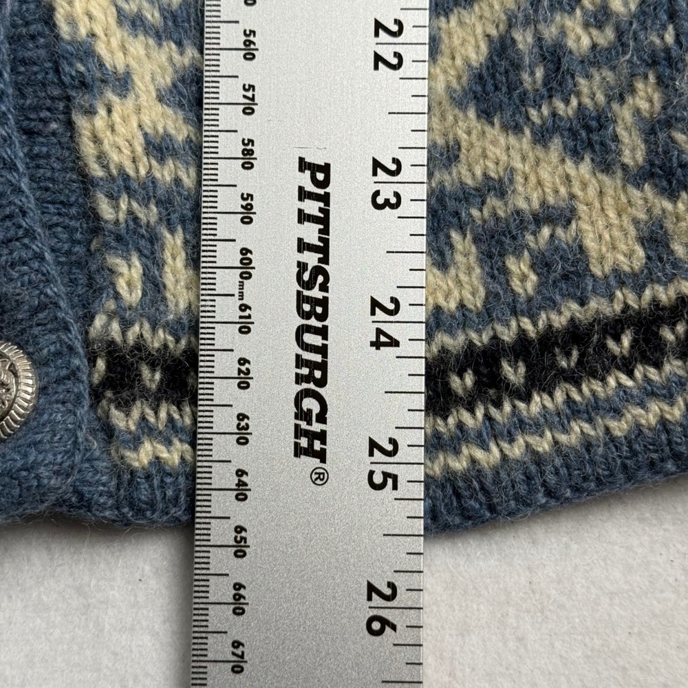 LL Bean Womens XL Fair Isle Wool Cardigan Blue Snowflake Button Sweater HT72 USA - Picture 5 of 5